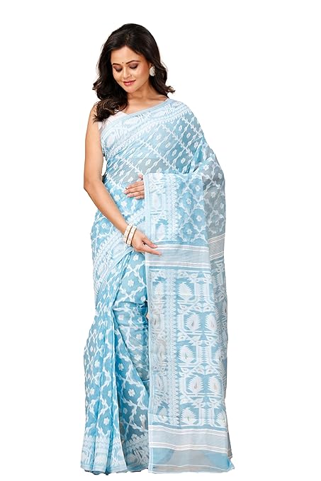 Women`s Pure Soft Dhakai Jamdani Handloom Cotton silk saree for wedding, Function Trendy Saree Party, wear Fancy Georgette Golden Zari Work |saree for Women | New Sari Latest sarees